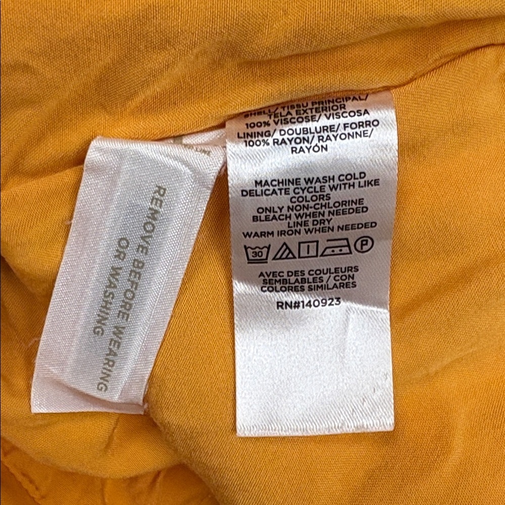 Ann Taylor LOFT Woven Twist Front Slit Midi Skirt Boho Golden Yellow 12 - Picture 8 of 8